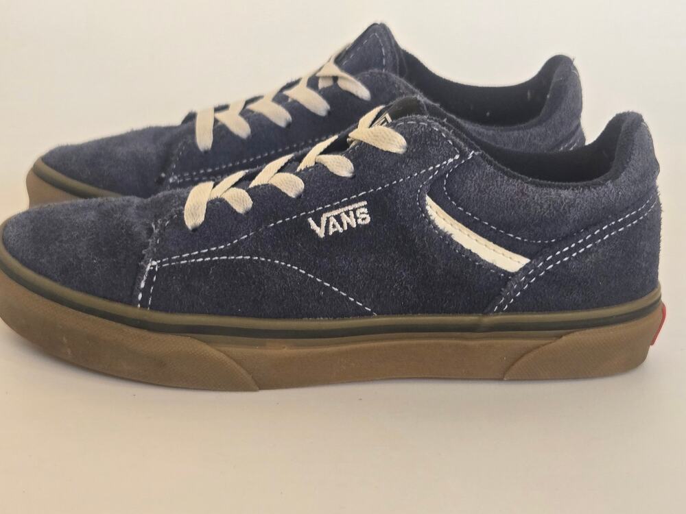 Vans Seldan Navy Blue Suede Canvas Gum Sole Skate Shoes Youth 3.5